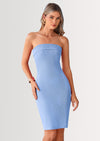 PRETTYGARDEN Tube Spring Dresses for Women Strapless Off Shoulder Ribbed Knit Bodycon Mini Summer Wedding Guest Dress