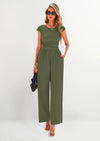 PRETTYGARDEN Summer Jumpsuits Ribbed Cap Sleeve Wide Leg Pants Women's Rompers Elegant Casual Trendy Vacation Outfits
