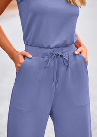 Summer One Piece Outfits Sleeveless Wide Leg Long Pants Jumpsuits