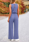 PRETTYGARDEN Jumpsuits Casual Outfits Sleeveless Wide Leg Long Pants Rompers