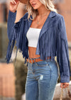 PRETTYGARDEN Women's Fringe Faux Suede Leather Jackets Fashion Tassel Motorcycle Cropped Coats