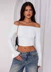 PRETTYGARDEN Off The Shoulder Tops for Women Trendy Ruched Mesh Slim Fit Long Sleeve Shirts Y2K Going Out Summer Outfits
