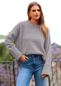 PRETTYGARDEN Women's Fall Oversized Sweaters Casual Crewneck Pullover Long Sleeve Fuzzy Chunky Knit Tops Blouse
