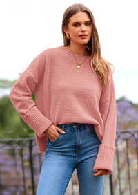 PRETTYGARDEN Women's Fall Oversized Sweaters Casual Crewneck Pullover Long Sleeve Fuzzy Chunky Knit Tops Blouse