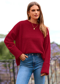 PRETTYGARDEN Women's Fall Oversized Sweaters Casual Crewneck Pullover Long Sleeve Fuzzy Chunky Knit Tops Blouse