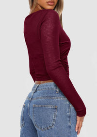 Boat Neck Long Sleeve Sheer Crop Cover Up with Spaghetti Strap Camisole 2 Piece Blouses