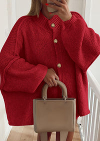 PRETTYGARDEN Women's Winter Button Down Cardigan Sweaters Mock Neck Lantern Long Sleeve Chunky Knit Jacket Trendy Outerwear