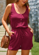 Sleeveless Short Set Button Down Jumpsuits