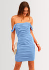 PRETTYGARDEN Summer Off Shoulder Dresses for Women Ruched Mesh Graduation Cocktail Party Bodycon Mini Short Dress