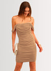 PRETTYGARDEN Summer Off Shoulder Dresses for Women Ruched Mesh Graduation Cocktail Party Bodycon Mini Short Dress
