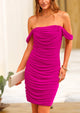Ruched Bodycon Off-Shoulder Sleeveless Cocktail Party Fitted Mini Dresses
