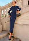 PRETTYGARDEN Sweater Dresses for Women Fall Bell Long Sleeve Crew Neck Bodycon Maxi Dress Winter Ribbed Knit Outfits
