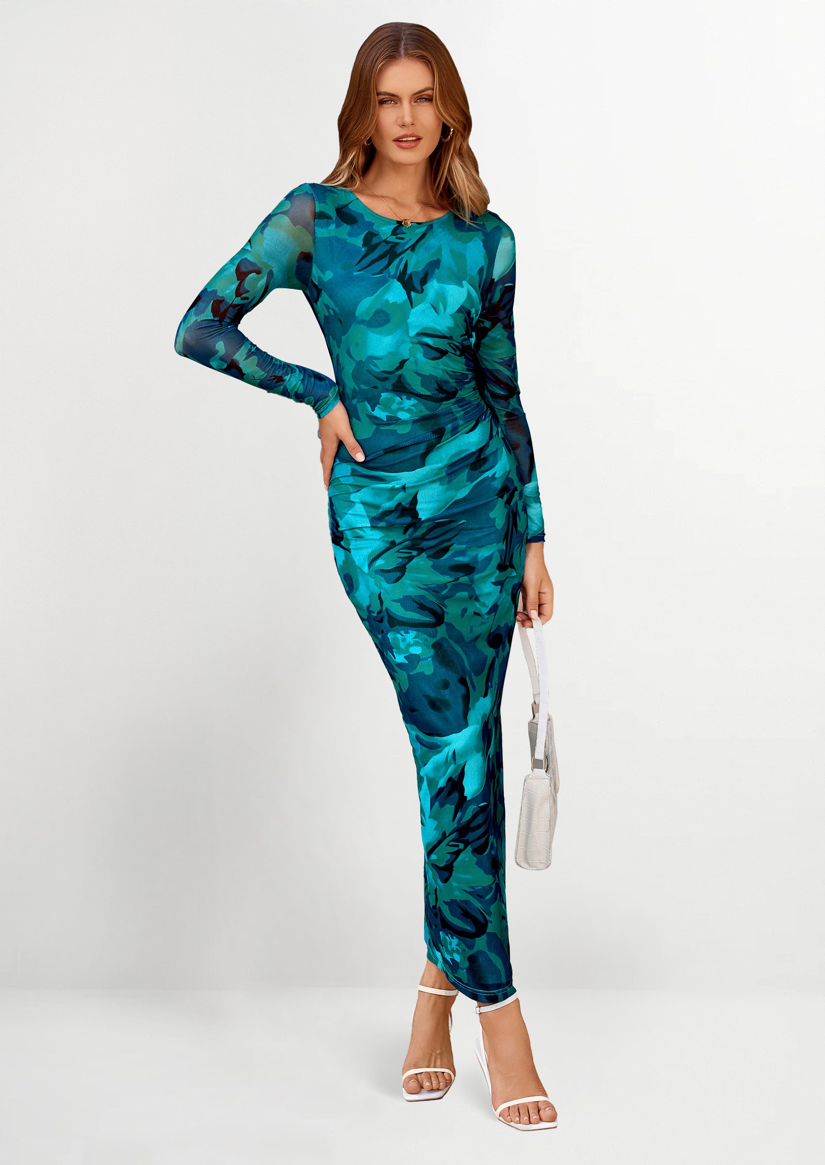 PRETTYGARDEN Women's Bodycon Maxi Dress Fall Spring Fashion Long Sleev