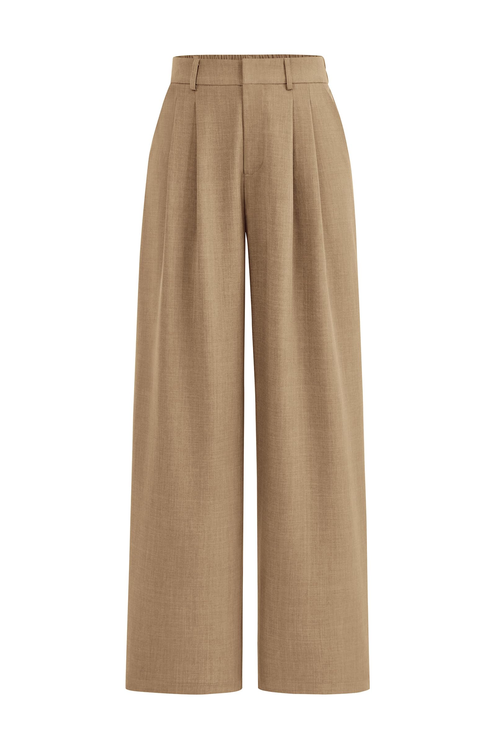 PRETTYGARDEN Women's Summer Elastic High Waisted Work Pants Straight Leg Dressy Business Casual Trousers Slacks Pockets