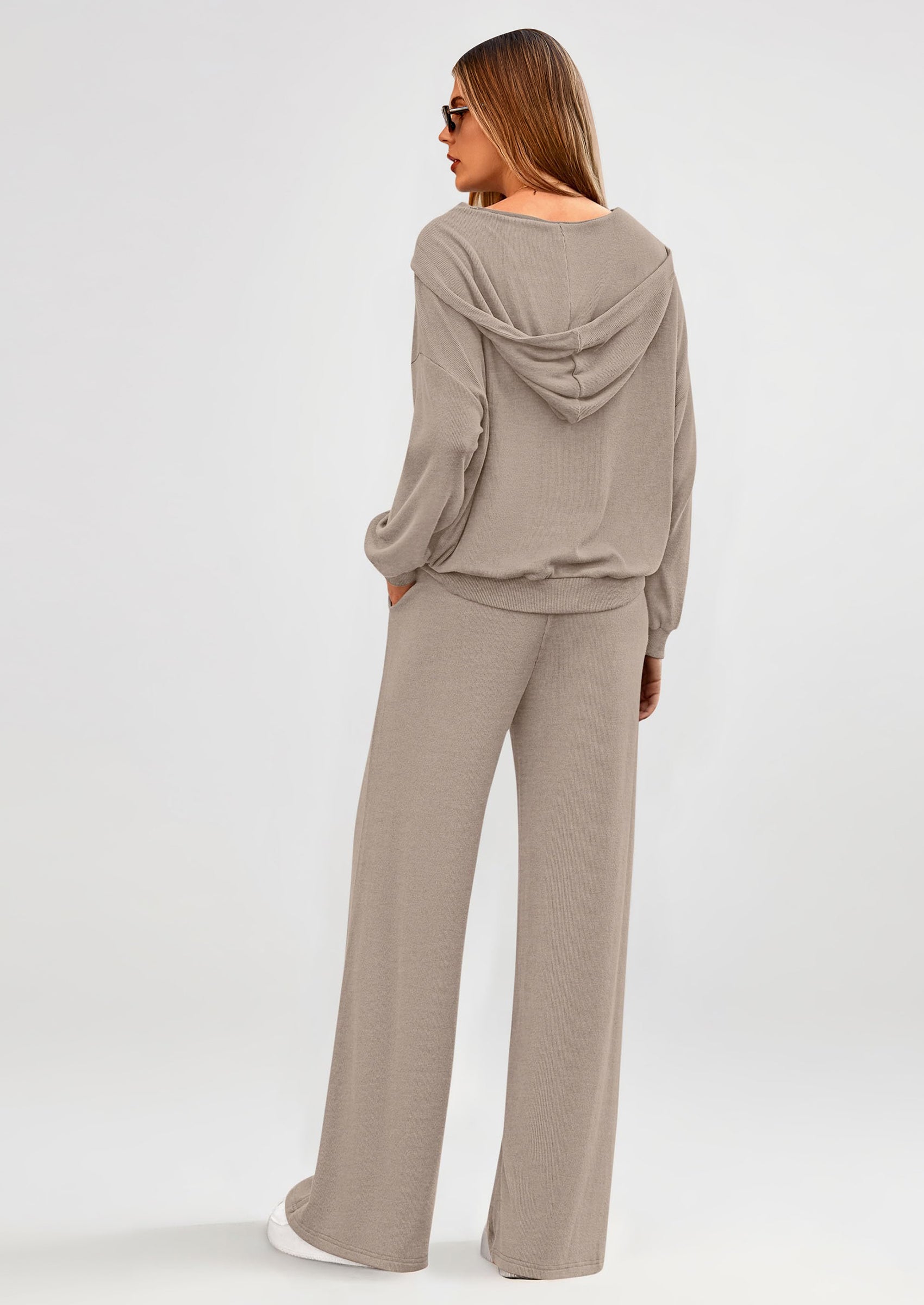 PRETTYGARDEN Women's 2 Piece Fall Lounge Sets Zip Up Hoodie Wide Leg Pants Tracksuit Matching Travel Outfits Clothes