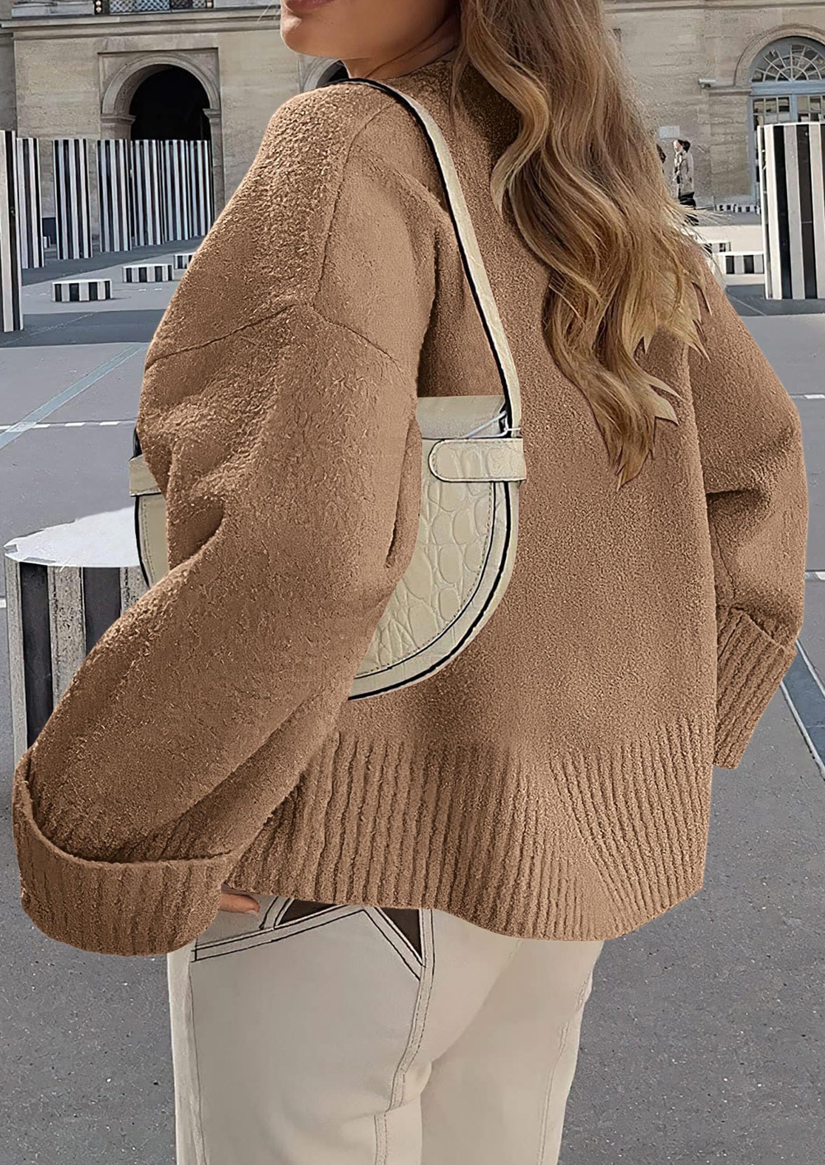 PRETTYGARDEN Women's Fall Oversized Sweaters Casual Crewneck Pullover Long Sleeve Fuzzy Chunky Knit Tops Blouse