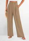PRETTYGARDEN Women's Summer Elastic High Waisted Work Pants Straight Leg Dressy Business Casual Trousers Slacks Pockets