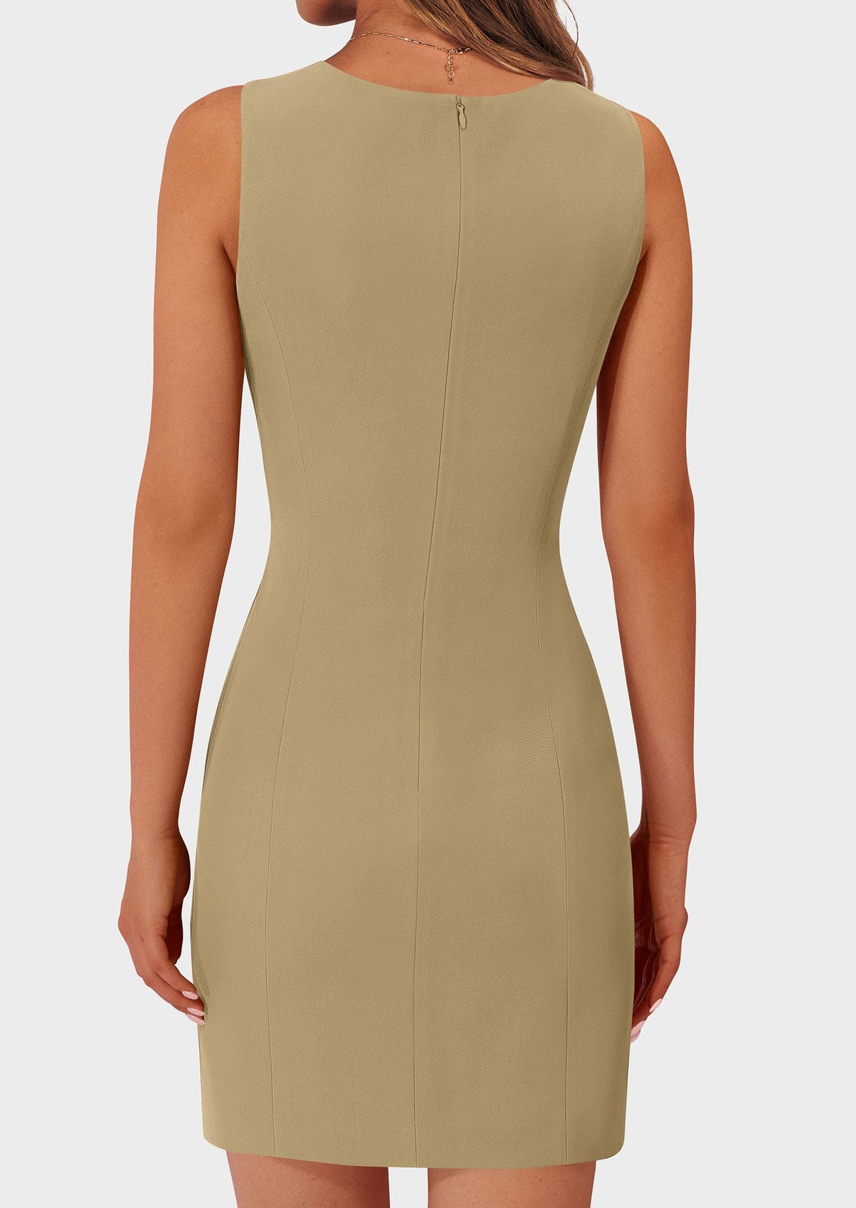 Business Sleeveless Button Down Elegant Work Office Formal Short Dresses