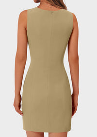 Business Sleeveless Button Down Elegant Work Office Formal Short Dresses