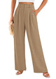 Elastic High Waisted Straight Leg Business Trousers Slacks With Pockets