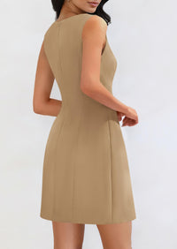 Sleeveless Boat Neck A Line Elegant Cocktail Party Mini Dresses