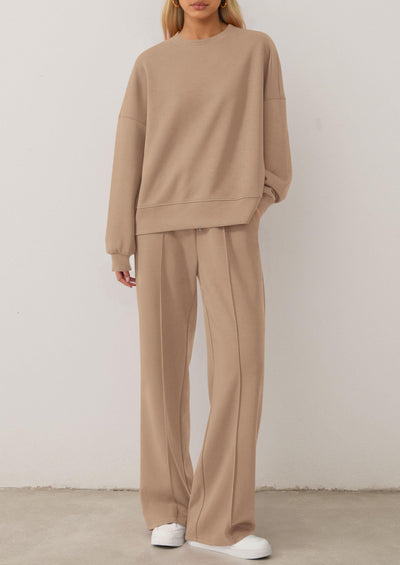 PRETTYGARDEN 2 Piece Sets For Women Fall Trendy Long Sleeve Sweatshirt Wide Leg Pants Loungewear Set Matching Sweatsuit
