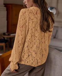 PRETTYGARDEN Women's Dressy Casual Lace Blouse Long Sleeve Button Up Shirts Tops Spring Fall Fashion Clothes