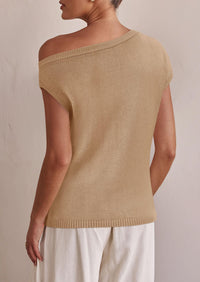 Off The Shoulder Casual Short Sleeve Tunic Lightweight Knit Sweaters