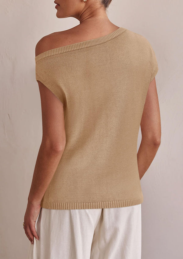 Off The Shoulder Casual Short Sleeve Tunic Lightweight Knit Sweaters