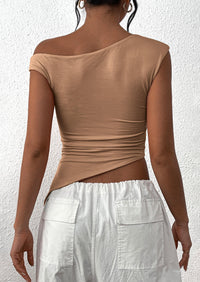 Off The Shoulder Sleeveless One Shoulder Ruched Asymmetrical Y2K Tank Top