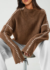 PRETTYGARDEN Women's Chunky Knit Sweaters Fall Long Sleeve Mock Neck Oversized Pullover Tops Winter Fashion Clothes