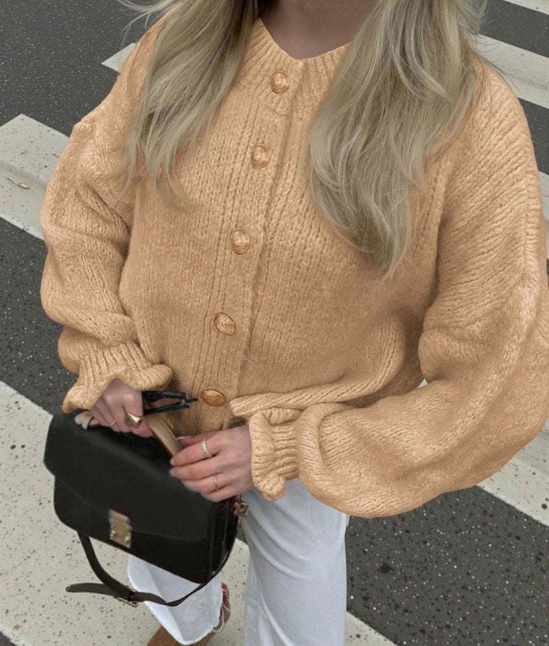 PRETTYGARDEN Womens Cropped Cardigans Trendy PRETTYGARDEN Long Sleeve Cropped Sweaters for Women Ruffle Oversized CardiganRuffle Open Front Chunky Knit Sweater Oversized Button Down Fall Clothes PRETTYGARDEN