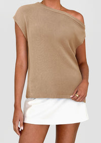 Off The Shoulder Casual Short Sleeve Tunic Lightweight Knit Sweaters