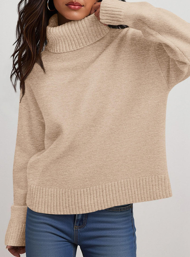 PRETTYGARDEN Womens Turtleneck Long Sleeve Sweater Fall Trendy Loose Fit Casual Tops Chunky Knit Pullover Sweaters