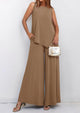 Asymmetrical Split Tank Tops Wide Leg Pants  Two Piece Sets
