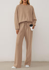 PRETTYGARDEN 2 Piece Sets For Women Fall Trendy Long Sleeve Sweatshirt Wide Leg Pants Loungewear Set Matching Sweatsuit