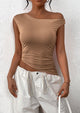 Off The Shoulder Sleeveless One Shoulder Ruched Asymmetrical Y2K Tank Top