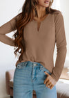 PRETTYGARDEN Long Sleeve Shirts for Women Fall V Neck Waffle Basic Tee Dressy Casual Winter Blouses Knit Tunic Tops