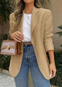 Business Casual Long Sleeve Lapel Open Front Suit Jacket Work Blazer with Pockets