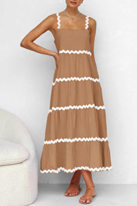 Spaghetti Strap Ruffle Flowy Boho Casual Beach Vacation Maxi Dresses