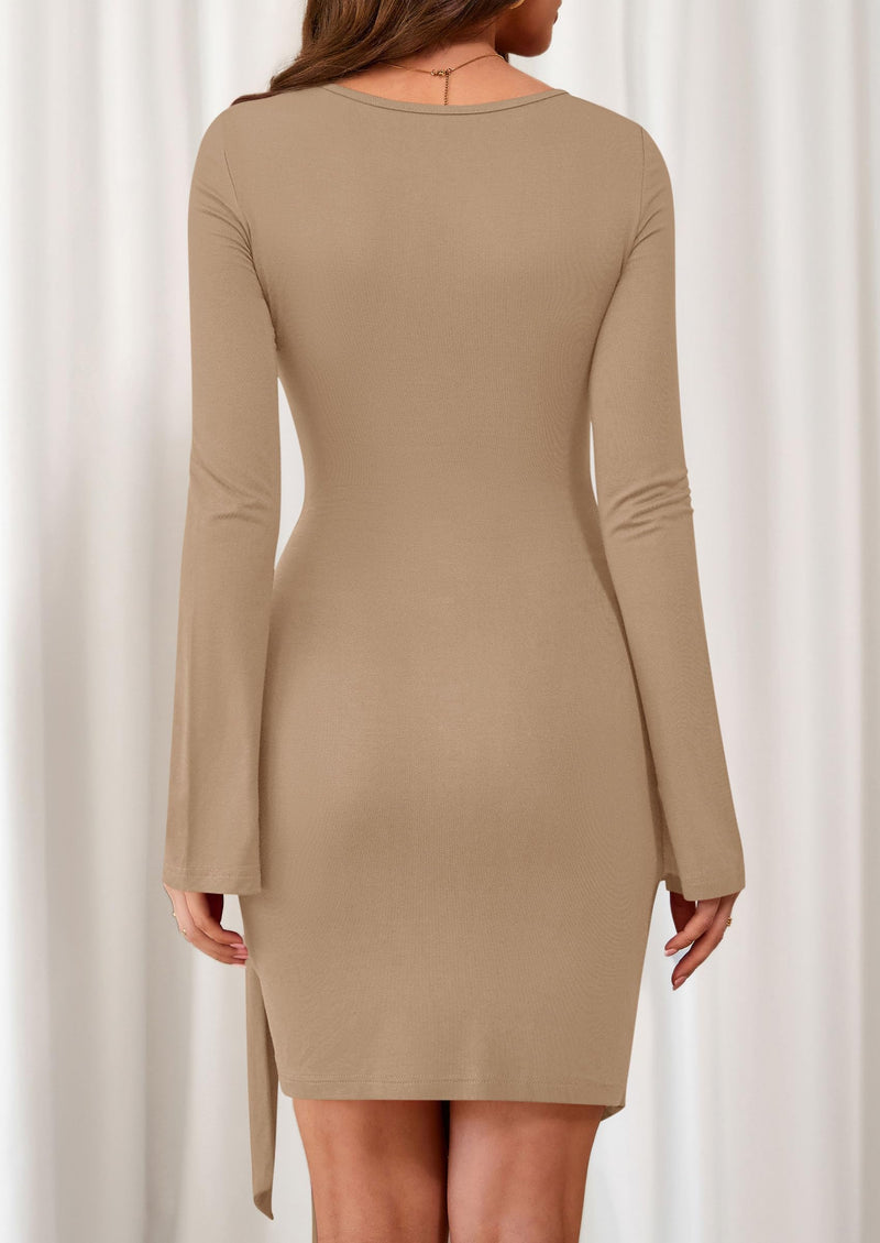 PRETTYGARDEN Women Mini Bodycon Dresses Long Sleeve Ruched Fitted Short Night Out Trendy Party Club Outfits Fall Clothes