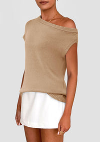 Off The Shoulder Casual Short Sleeve Tunic Lightweight Knit Sweaters