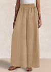 Casual Elastic Waist Loose Flowy Palazzo Pants Trousers with Pockets
