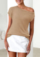 Off The Shoulder Casual Short Sleeve Tunic Lightweight Knit Sweaters