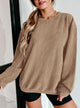 Ribbed Corduroy Crew Neck Long Sleeve Loose Fit Casual Oversized Sweatshirt