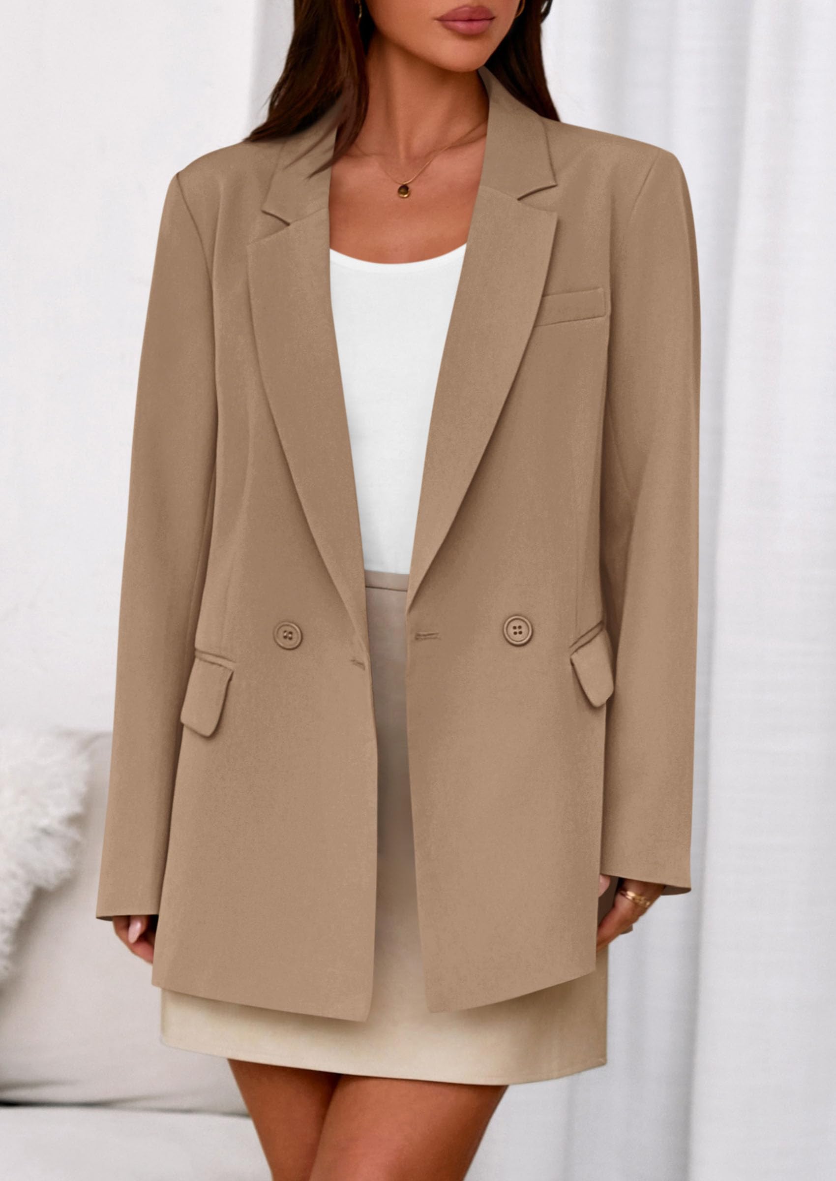 PRETTYGARDEN Fall Blazers for Women Business Casual Long Sleeve Lapel Pockets Dressy Suit Jackets Work Office Clothes PRETTYGARDEN