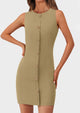 Business Sleeveless Button Down Elegant Work Office Formal Short Dresses