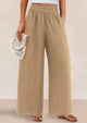 Casual Elastic Waist Loose Flowy Palazzo Pants Trousers with Pockets