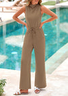 PRETTYGARDEN Jumpsuits Dressy Outfits Casual Sleeveless Mock Neck Wide Leg Pants Rompers