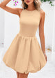 Casual Sleeveless Tank Mini Short Dress Crew Neck Bubble Dress with Pockets
